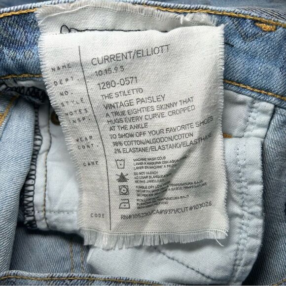 Current Elliott The Stiletto Vintage Paisley ankle skinny jeans women’s size 28 - Picture 11 of 11